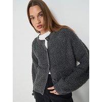Jdy Long Sleeve Teddy Cardigan - Grey