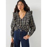 Jdy Dolly Long Sleeve Check Top - Black