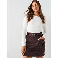 Only Diane Heidi Life Faux Suede Mini Skirt - Brown