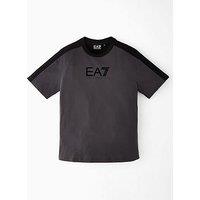 Ea7 Emporio Armani Boys Train Athletic Colour Block Short Sleeve T-Shirt - Grey