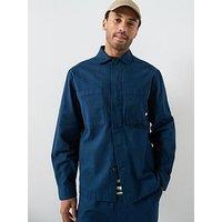 Farah F Tab Marshall Boxy Fit Overshirt - Navy