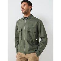 Farah F Tab Murphy Boxy Fit Zipped Shacket - Brown