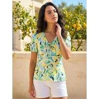 Roman Dusk Floral Motif Tie Top - White