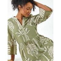 Roman Petite Tropical Tiered Dress - Green