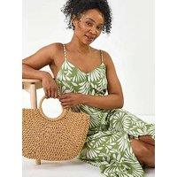 Roman Petite Printed Button Through Dress - Green