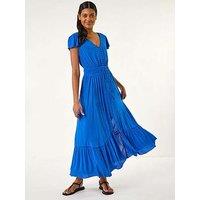 Roman Tiered Buttoned Maxi Dress - Blue