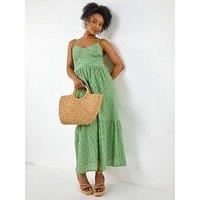 Roman Petite Broderie Strappy Maxi Dress - Green