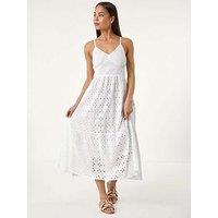 Roman Petite Broderie Strappy Maxi Dress - White