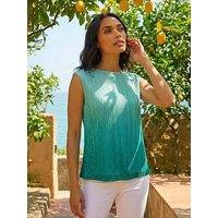 Roman Ombre Plisse Bubble Hem Top - Blue