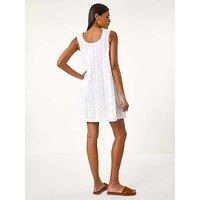 Roman Textured Short A-Line Dress - White