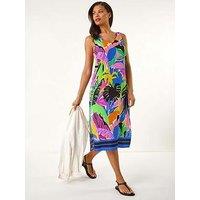 Roman Tropical Print Midi Dress - Multi