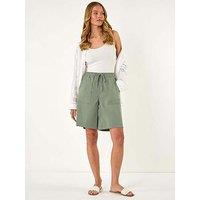 Roman Drawcord Detail Pocket Shorts - Green