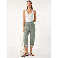 Roman Contrast Detail Cropped Stretch Trouser - Green