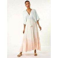 Roman Ombre V-Neck Maxi Dress - Blue
