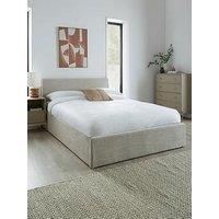 Very Home Porto End Lift Up Storage Ottoman Bed With Mattress Options (Buy & Save!) - Natural - Fsc Certified - Bed Frame With Microquilt Mattress