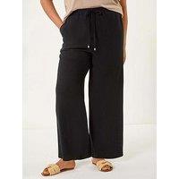 Roman Curve Linen Mix Trousers - Black