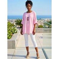Roman Tunic Top With Necklace - Pink