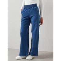 The Very Collection Denim Elasticated Wide Leg Jeans - Mid Wash