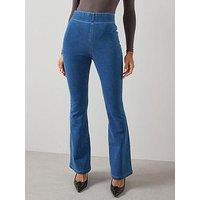 The Very Collection Denim Elasticated Flare Leg Jeans - Mid Wash