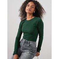 The Very Collection Rib Crew Neck Long Sleeves - Green