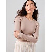 The Very Collection Rib Crew Neck Long Sleeves - Brown