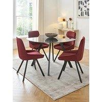 Very Home Marlow 110Cm Round Dining Table & 4 Marlow Burgundy Chairs