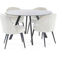 Very Home Marlow 130Cm Round Dining Table & 4 Mia Pleated Dining Chairs