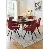Very Home Marlow 130Cm Round Dining Table & 6 Marlow Burgundy Chairs