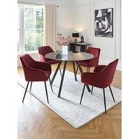 Very Home Chopstick Black 120Cm Round Dining Table & 4 Alisha Chairs Burgandy