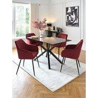 Very Home Chopstick Black 130Cm Rectangular Dining Table & 4 Alisha Burgandy Chairs