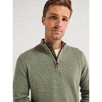 Barbour Cotton 1/4 Zip Knitted Jumper - Light Green
