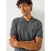 Barbour International Maverick Mouline Knitted Cotton Polo Shirt - Black