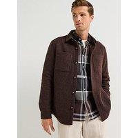 Barbour Marlow Tailored Fit Wool Blend Overshirt- Brown