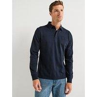 Barbour Waketown Tailored Fit Long Sleeve Polo Shirt- Navy