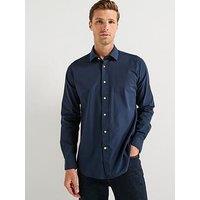 Barbour Throckley Pin Point Oxford Tailored Fit Shirt- Navy