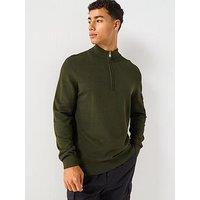 Barbour International Blades Cotton Half Zip Knitted Jumper - Dark Green