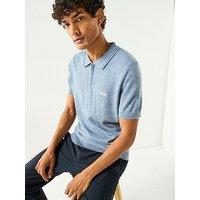 Barbour International Maverick Mouline Knitted Cotton Polo Shirt - Blue