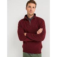 Barbour Essential Lambswool 1/4 Zip Knitted Jumper - Dark Red