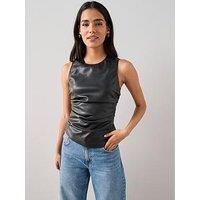 The Very Collection Sleeveless Pu Top - Black