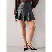 The Very Collection Pu Pleated Mini Skirt - Black