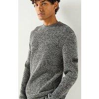 Barbour International Declan Yarn Twist Crew Neck Knitted Jumper - Black