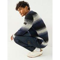 Barbour International Vector Colour Block Crew Neck Knitted Jumper- Black