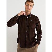 Barbour Ramsey Long Sleeve Tailored Fit Corduroy Shirt - Dark Brown