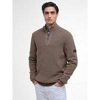 Barbour International Crawley Half Zip Knitted Jumper- Brown