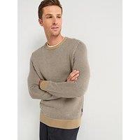 Barbour Wells Textured Crew Knitted Jumper- Light Brown