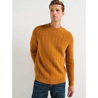Barbour Cleveland Textured Crew Knitted Jumper - Dark Orange