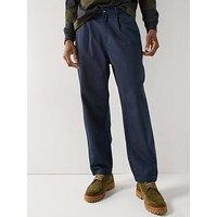 Barbour Bayview Relaxed Fit Herringbone Trousers-Navy