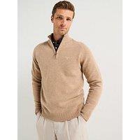 Barbour Grangetown Half Zip Knitted Jumper - Beige