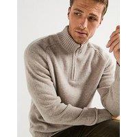 Barbour Grangetown Half Zip Knitted Jumper- Light Grey