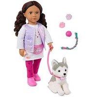Our Generation Doll W/ Metallic Vest And Pup, Estella & Evi